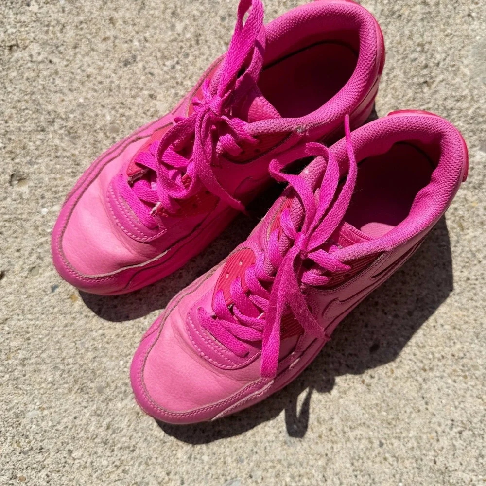 Nike Air Max 90 LTR Big Kids Pink Leather Sneakers 833376-603 Size 5Y